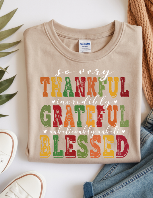 Thankful Grateful Blessed – Thanksgiving Tee